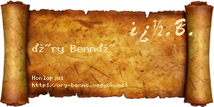 Őry Bennó névjegykártya